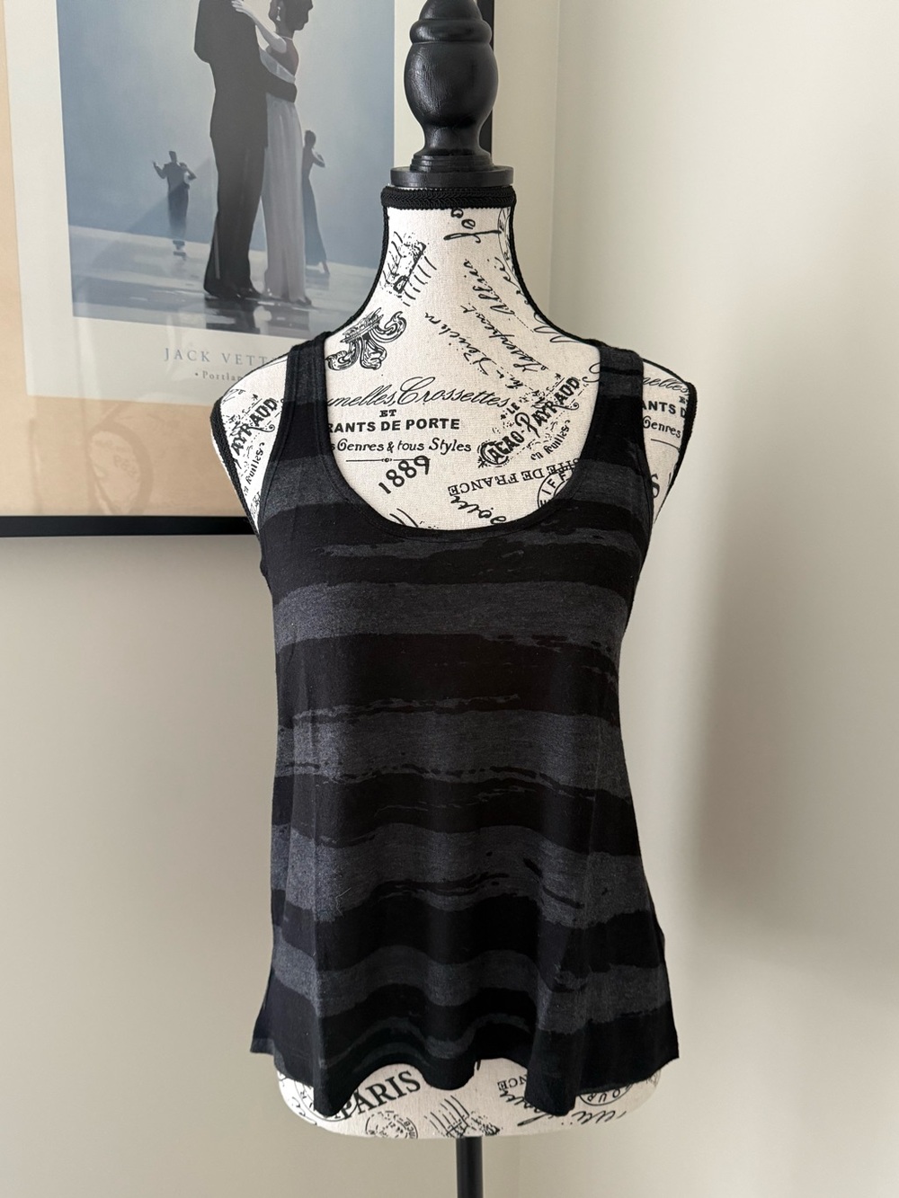 Forever 21 Women’s Black & Gray Striped Tank Top